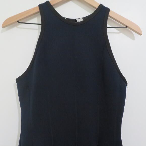 Alexander Wang Womens Sz M Navy Blue Neoprene Scuba Pleated Dress Mini Dress - Picture 3 of 6